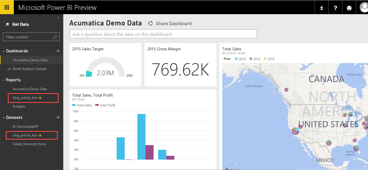 Power BI Preview Screen