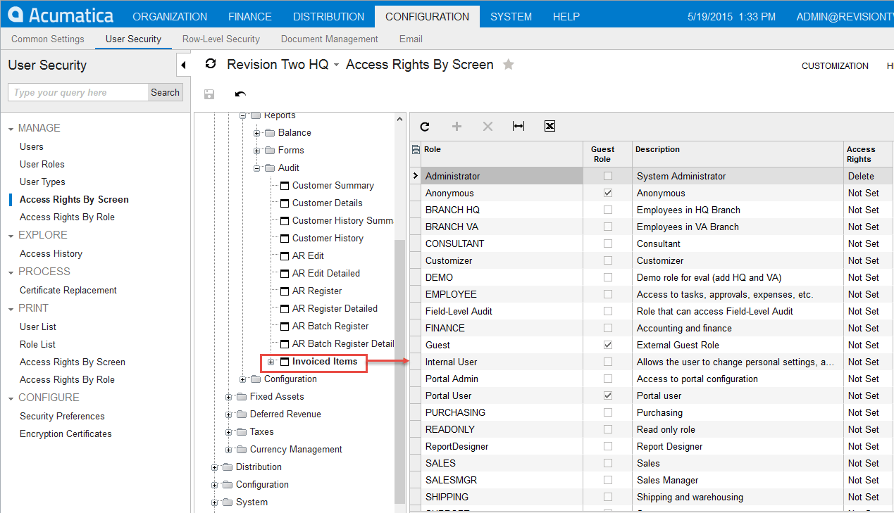 Screenshot of OData and Acumatica