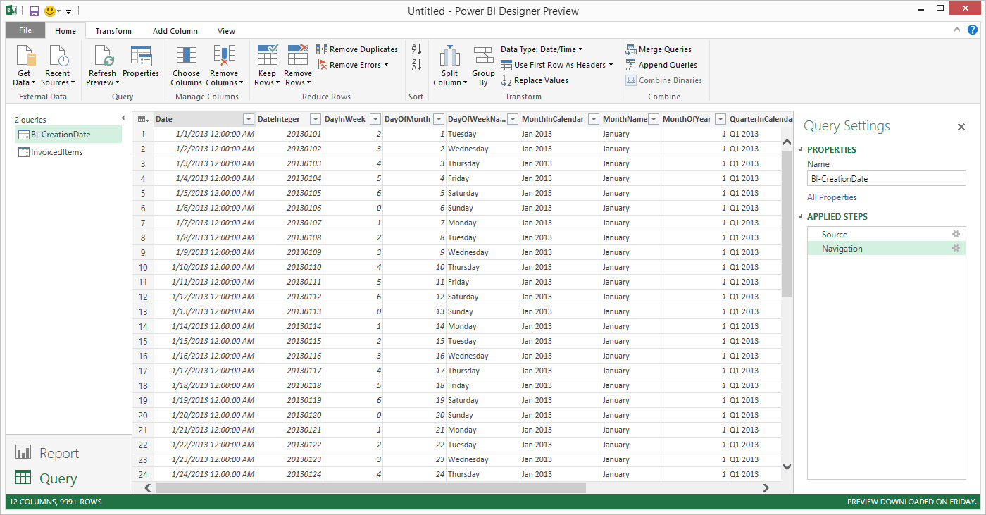 Power BI Applied Steps Pane