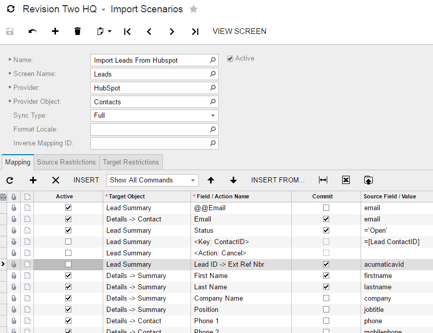 HubSpot Integration with Acumatica