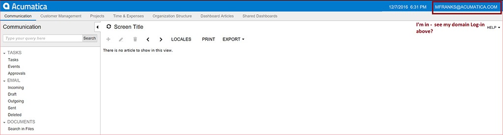 Final result of Acumatica and Azure integration.