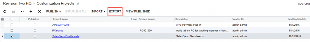 Export Customization Project