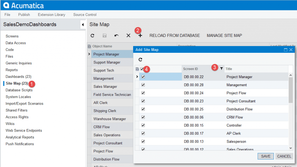 SalesDemoDashboards - Add Site Map Files