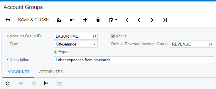 Create an account group with type Off-Balance 
