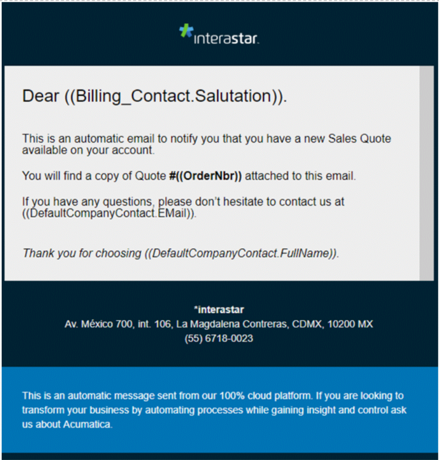 Dear Billing Contact Salutation.