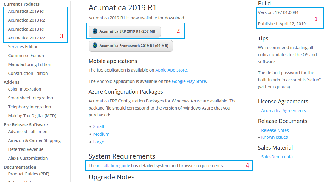 Acumatica Portal - Product Links