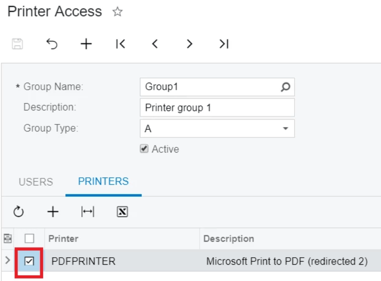 The users and the associated printers