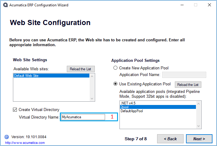 Web Site Configuration.