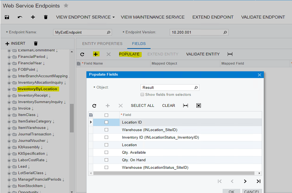 Web Service Endpoints - Populate Fields