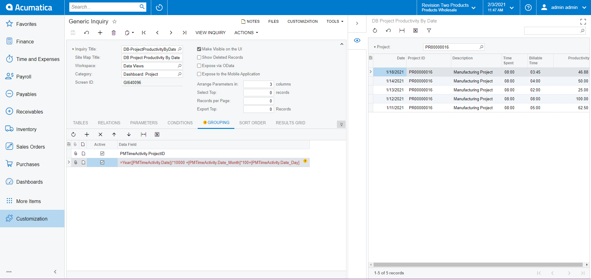 How to use Acumatica Generic Inquiry Row Styles with Aggregated Values