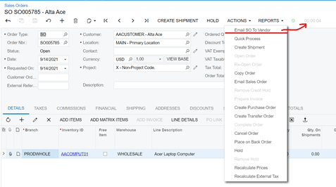 Creating a New Notification in Acumatica