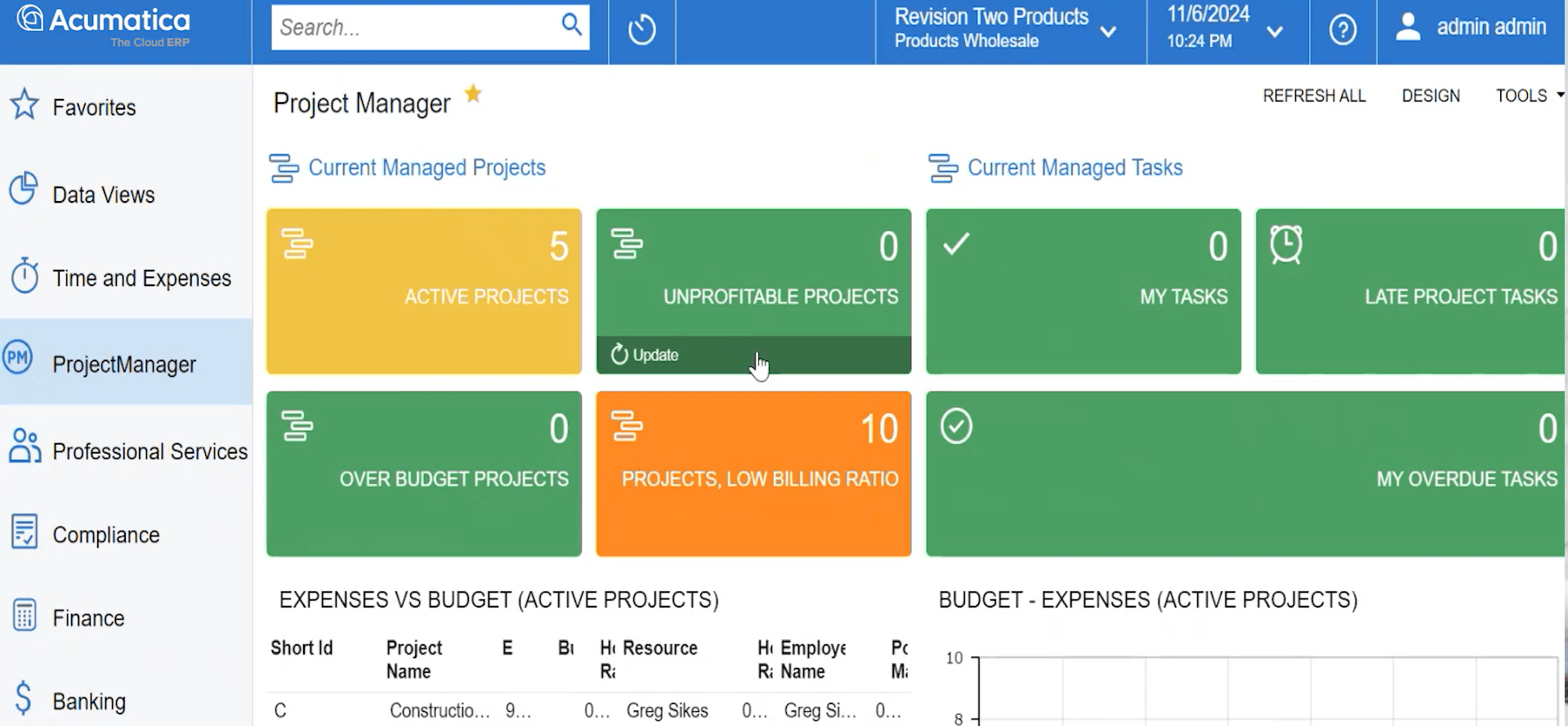 Screenshot of the Acumatica product to show advanced accounting capabilities of Acumatica in comparison to QuickBooks
