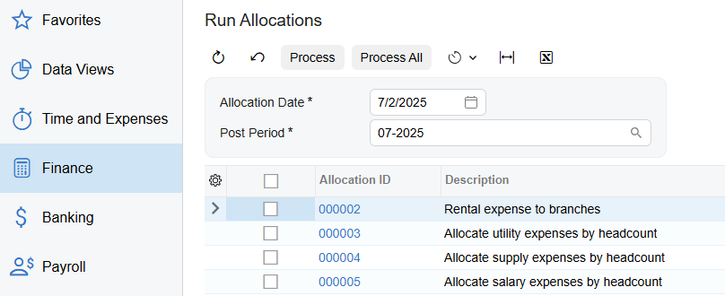 Accounting & Finance Screenshot of the Acumatica product to show Accounting & Finance